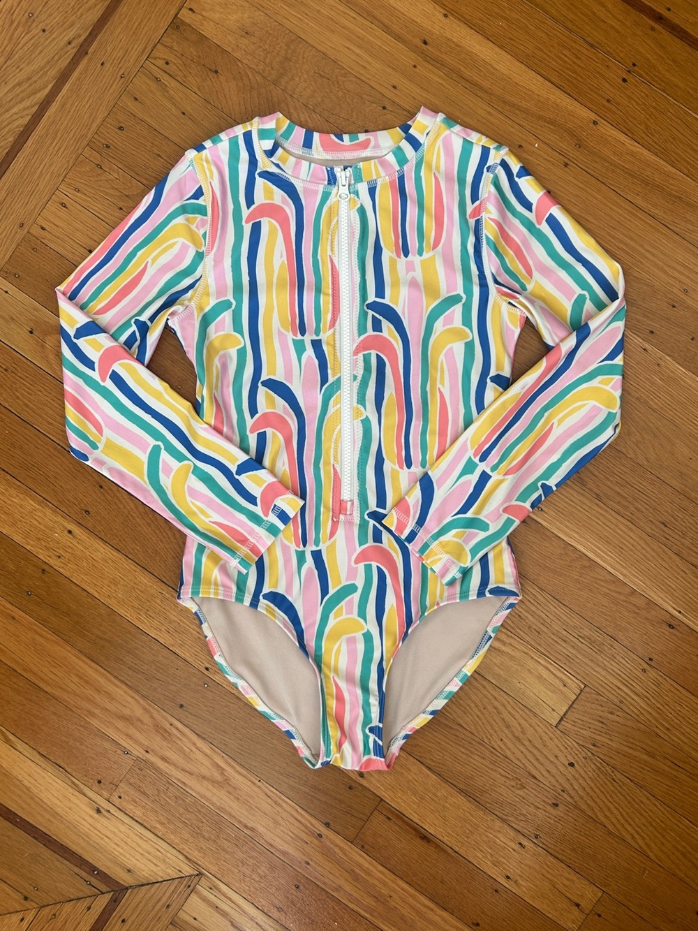 Tea Collection Rainbow Pineapple Long Sleeve Swimsuit Rashguard 12 Girls